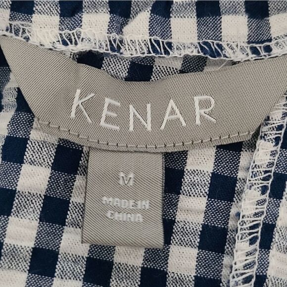 Kenar Blue & White Gingham Wide Leg Capri Jumpsuit M - Picture 11 of 11